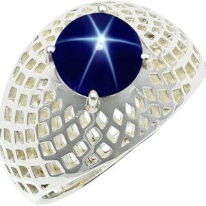 Blue Sapphire Linde Star Lab Grown Band Ring